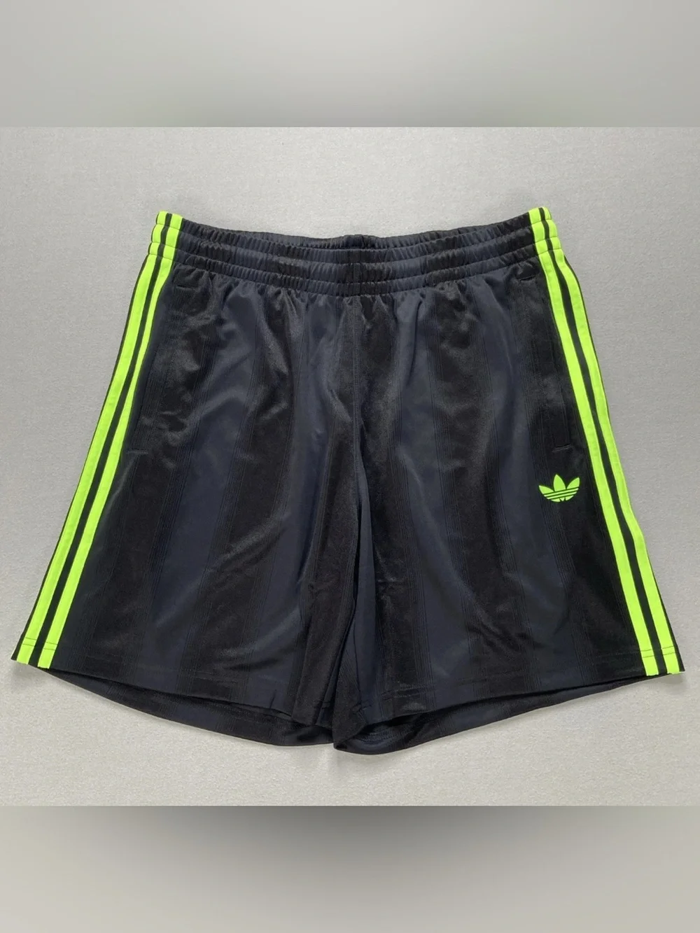 adidas Black Shorts with Neon Green Center Stripes adicolor jacquard JW5929